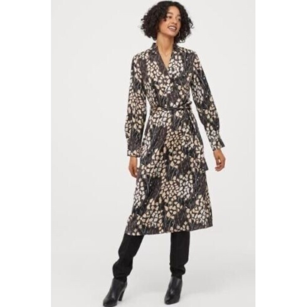 Richard Allen ‎ x H&M Print Women's Dress Geometric Long Sleeve Silky Size 6